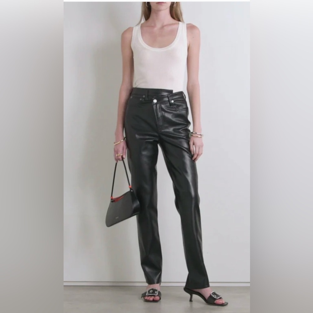 Agolde Black Criss Cross Leather Pants. Size 28